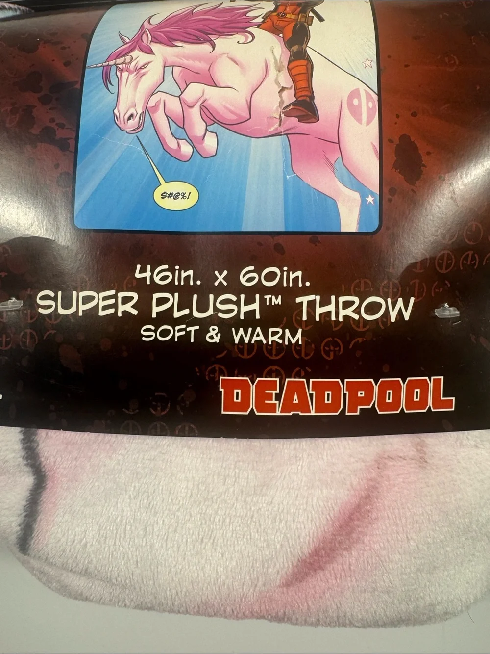 New Deadpool Super Plush Throw Blanket - Pink/White 46in x 60 in
